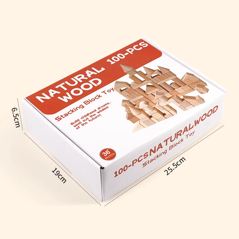 100 Blocs en Bois Naturel - KAPLA revisité - Éveil et Construction Montessori